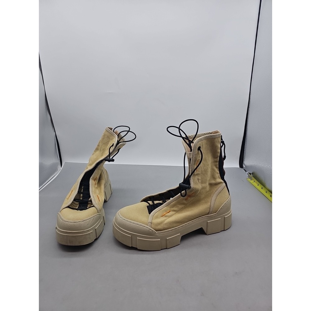 Vic Matie Italy Combat Grunge Goth Zip Back Round Toe Boots Women's Size 39 US 9
